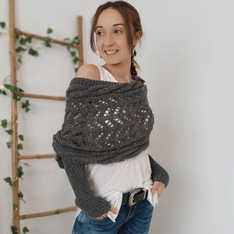 Openwork Knitted Long Shawl