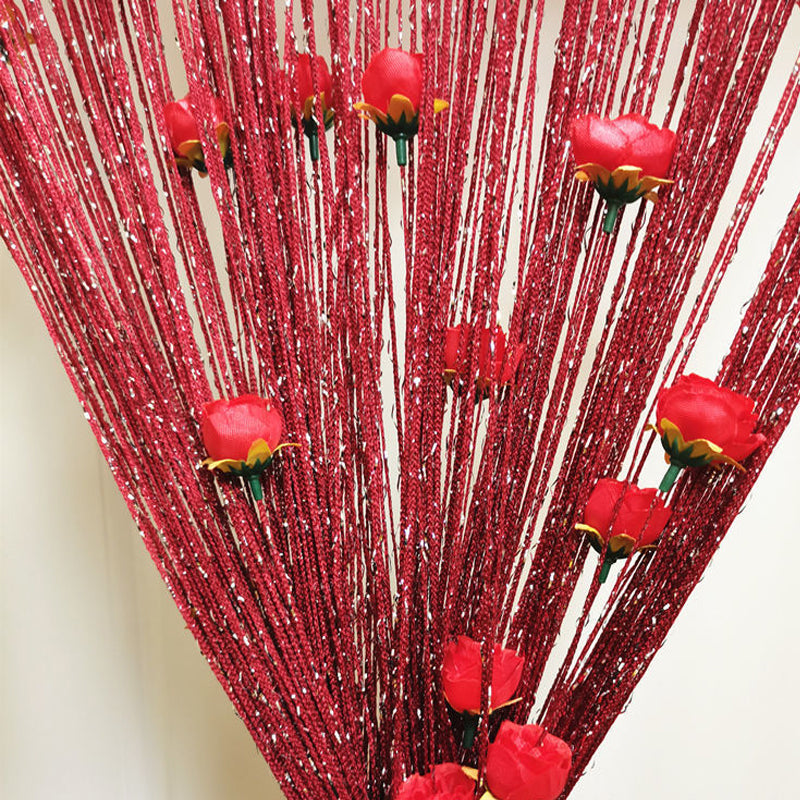 Long String Door Curtain With Rose