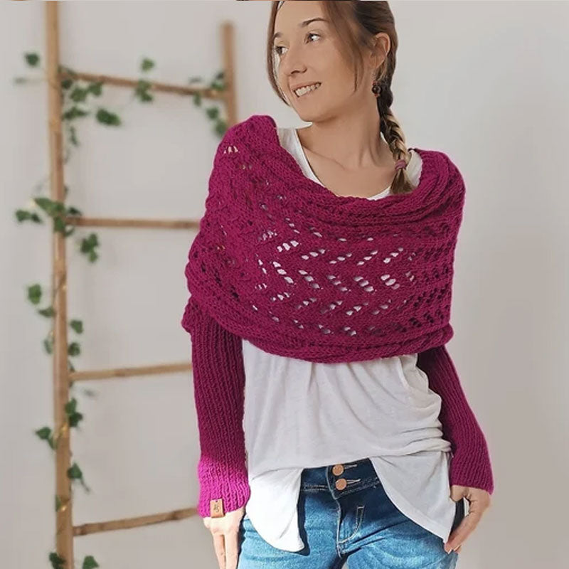 Openwork Knitted Long Shawl