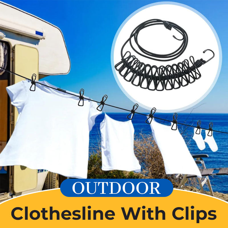 Outdoor Clothesline With Clips