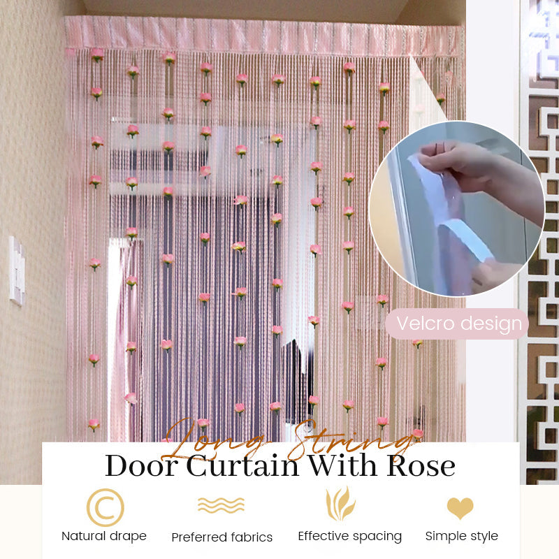 Long String Door Curtain With Rose