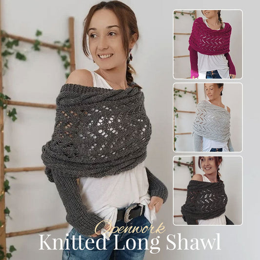 Openwork Knitted Long Shawl