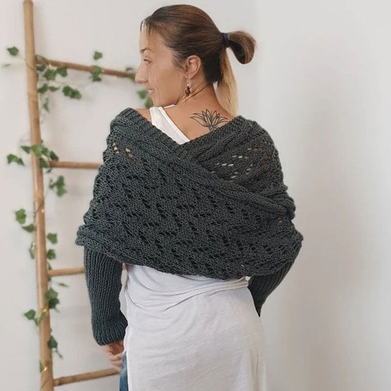 Openwork Knitted Long Shawl