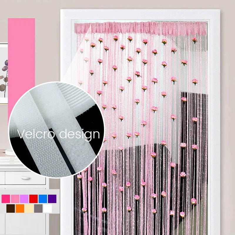 Long String Door Curtain With Rose