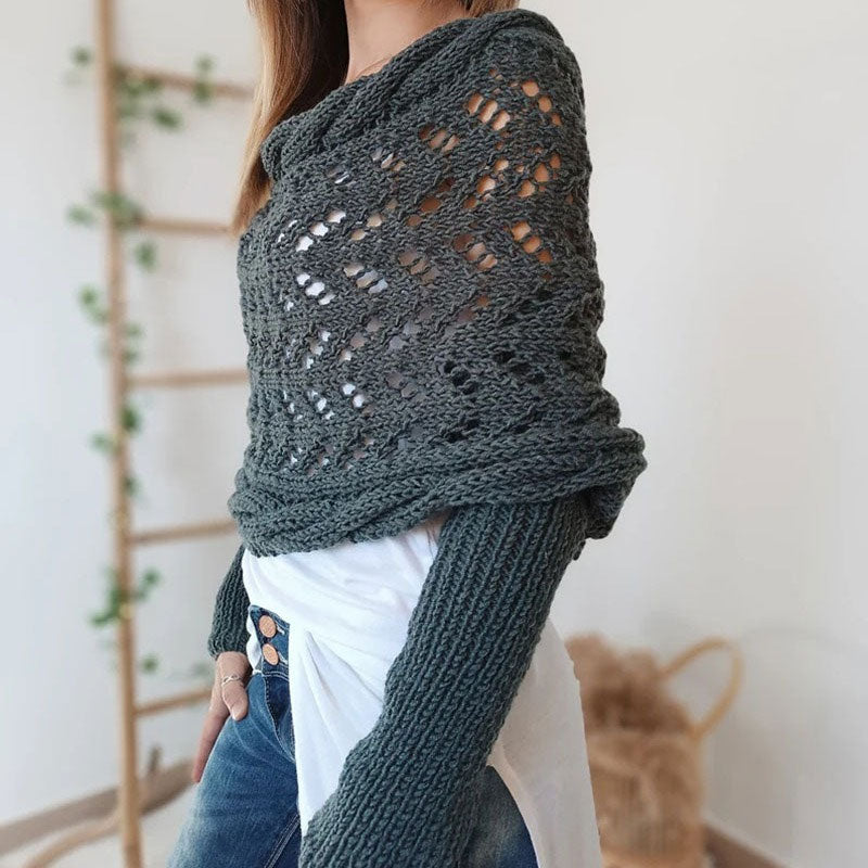 Openwork Knitted Long Shawl