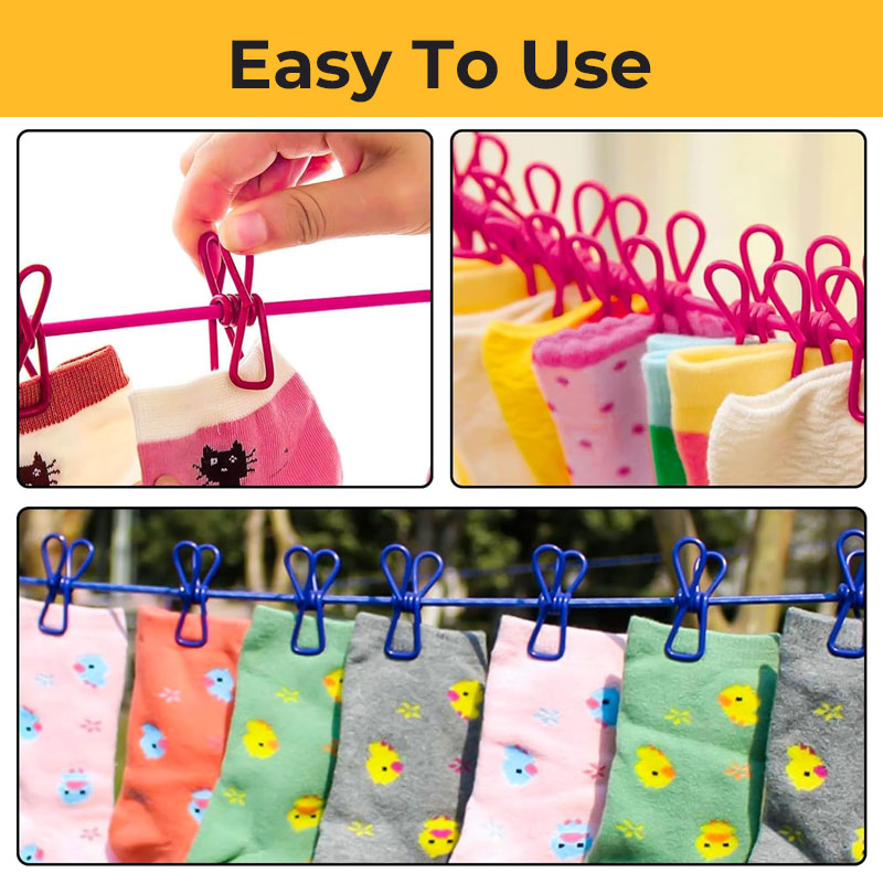 Outdoor Clothesline With Clips