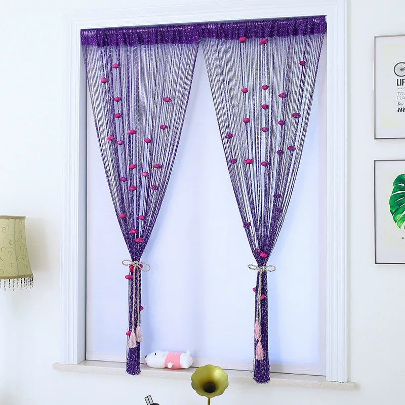 Long String Door Curtain With Rose