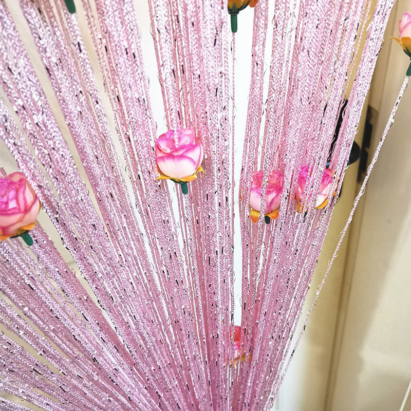 Long String Door Curtain With Rose