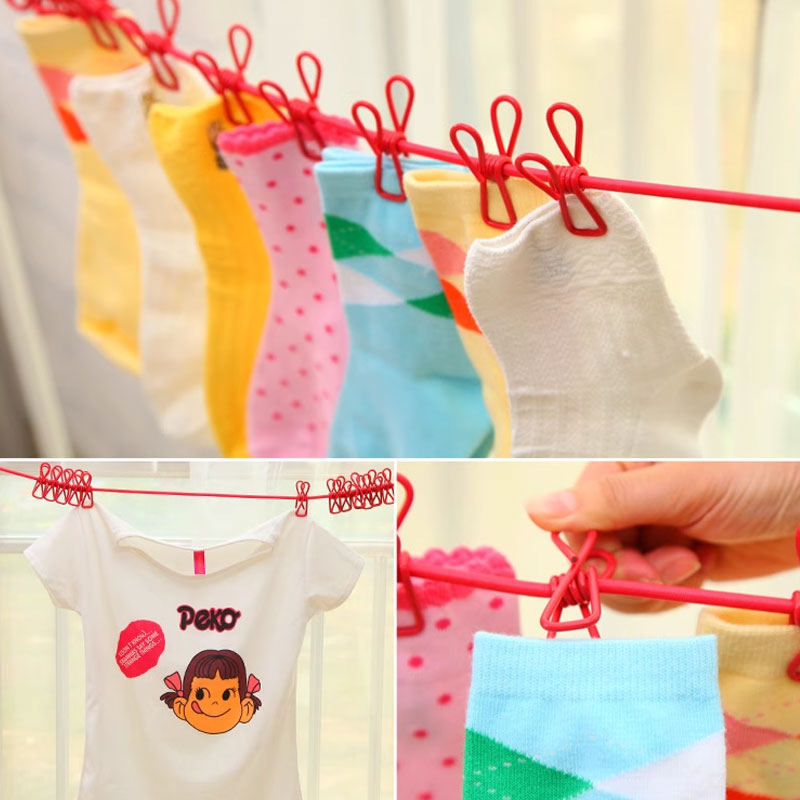 Outdoor Clothesline With Clips